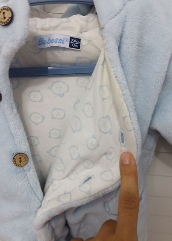 Mavi Bebek Kışlık Tulum Düğmeli - Görsel 4