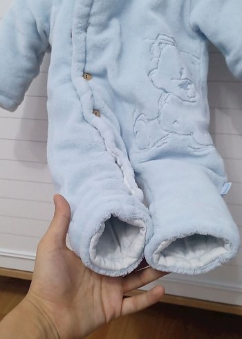 Mavi Bebek Kışlık Tulum Düğmeli - Görsel 5