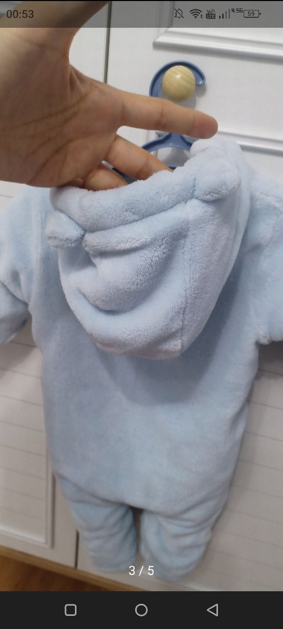 Mavi Bebek Kışlık Tulum Düğmeli - Görsel 3