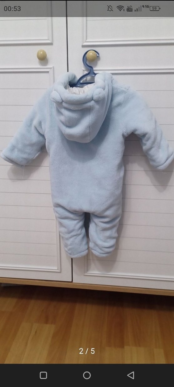 Mavi Bebek Kışlık Tulum Düğmeli - Görsel 2