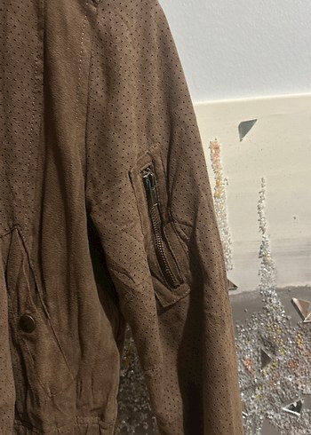 Düğmeli Kahverengi Süet Kadın Ceket - Görsel 2