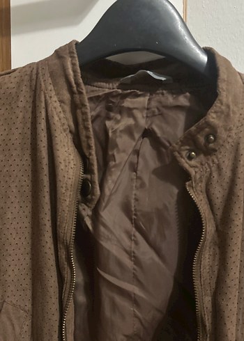 Düğmeli Kahverengi Süet Kadın Ceket - Görsel 3