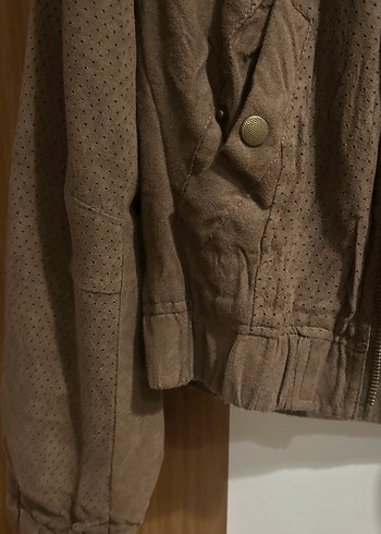 Düğmeli Kahverengi Süet Kadın Ceket - Görsel 4
