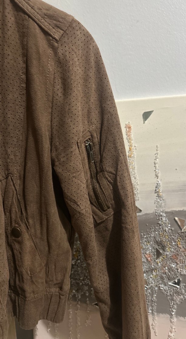 Düğmeli Kahverengi Süet Kadın Ceket - Görsel 2