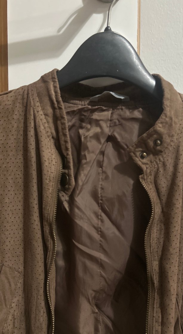 Düğmeli Kahverengi Süet Kadın Ceket - Görsel 3