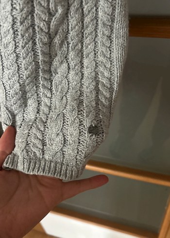 H&M Gri Uzun Örgü Kadın Hırka - Görsel 3