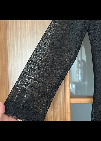 Dantel Detaylı Siyah Midi Elbise - Görsel 2