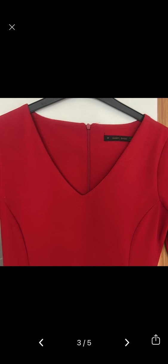 V Yaka Kadın Elbise - Görsel 3