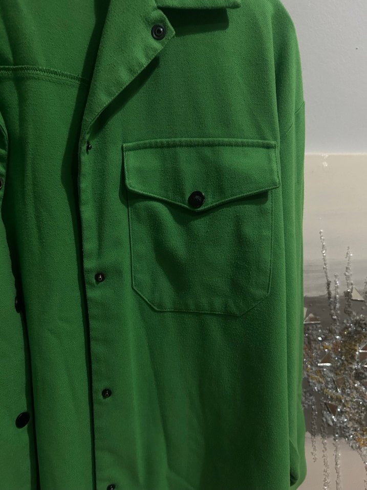 Düğmeli Yeşil Kadın Gömlek Ceket - Görsel 3