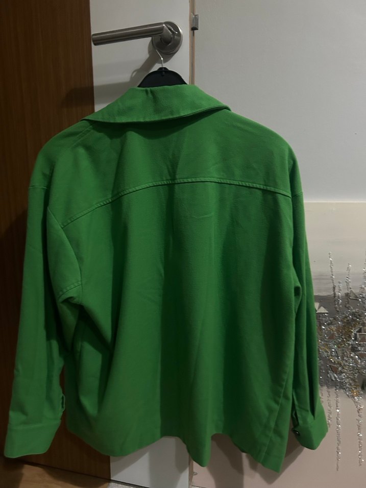 Düğmeli Yeşil Kadın Gömlek Ceket - Görsel 4