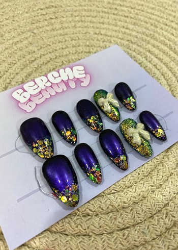 Gold Shine 10lu jel protez tırnak seti - Görsel 4