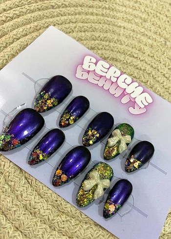 Gold Shine 10lu jel protez tırnak seti - Görsel 5