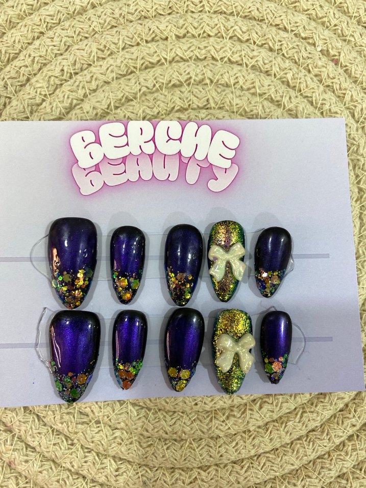 Gold Shine 10lu jel protez tırnak seti - Görsel 3