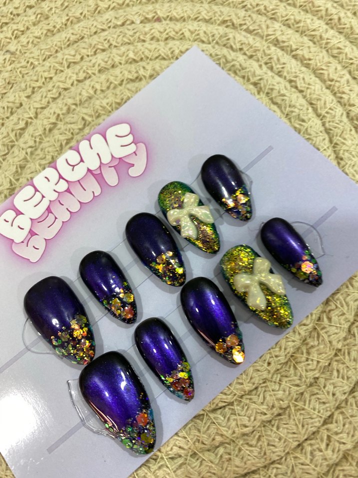 Gold Shine 10lu jel protez tırnak seti - Görsel 2