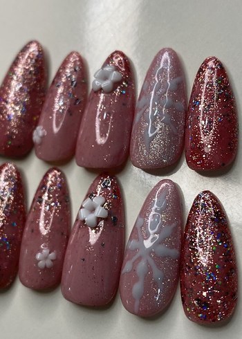 Rosy Stardrop 10lu ort badem jel protez tırnak - Görsel 2