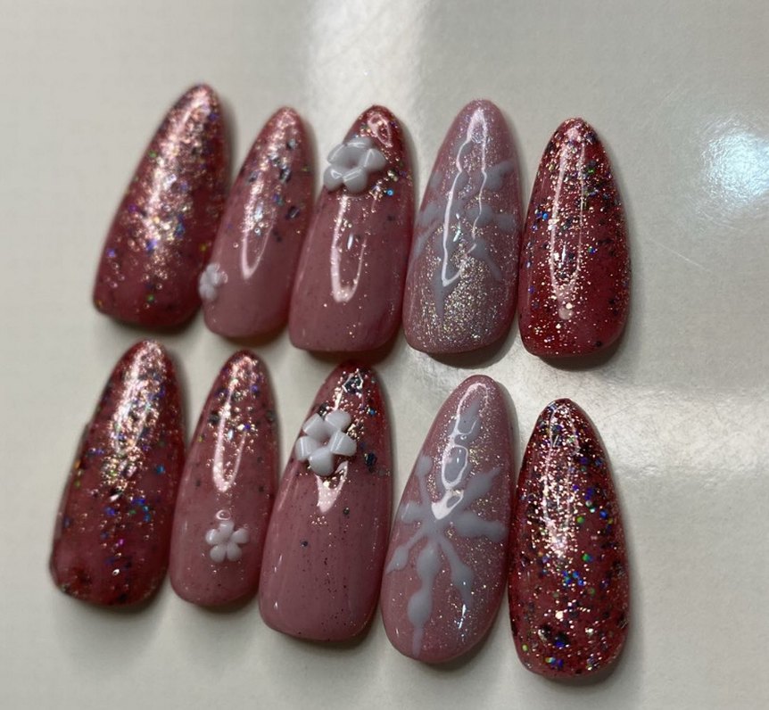 Rosy Stardrop 10lu ort badem jel protez tırnak - Görsel 2