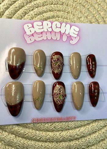 Chocolate Latte 10lu orta badem protez jel tırnak - Görsel 2