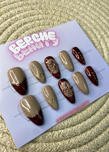 Chocolate Latte 10lu orta badem protez jel tırnak - Görsel 5