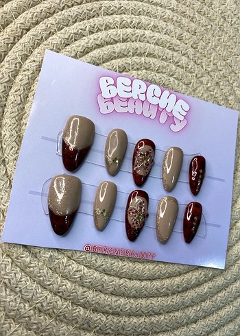 Chocolate Latte 10lu orta badem protez jel tırnak - Görsel 3