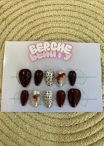 Romantic Girl 10lu protez jel takma tırnak seti kısa badem charm - Görsel 5