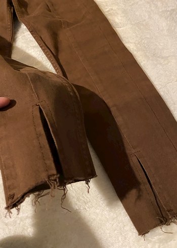 DiLViN Kahverengi Kadın Midi Boy Kot Pantolon - Görsel 4