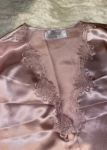 PERİN MARKA Pudra Saten Kadın Sabahlık Takımı - Görsel 5