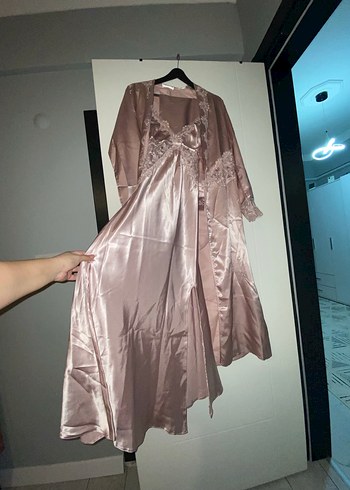 PERİN MARKA Pudra Saten Kadın Sabahlık Takımı - Görsel 2