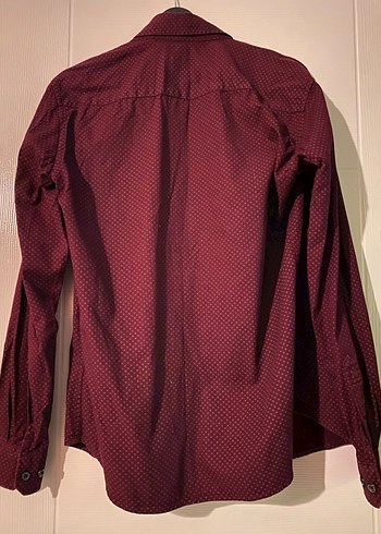 Bordo Düğmeli Uzun Kollu Erkek Gömlek - Görsel 4