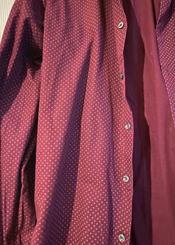 Bordo Düğmeli Uzun Kollu Erkek Gömlek - Görsel 2