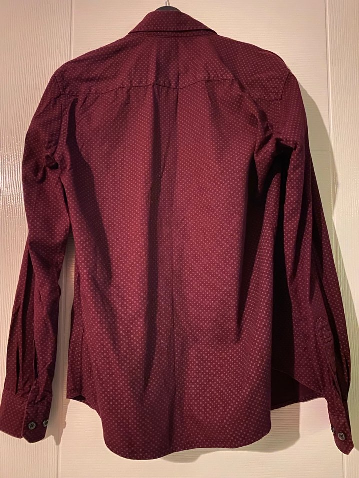 Bordo Düğmeli Uzun Kollu Erkek Gömlek - Görsel 4