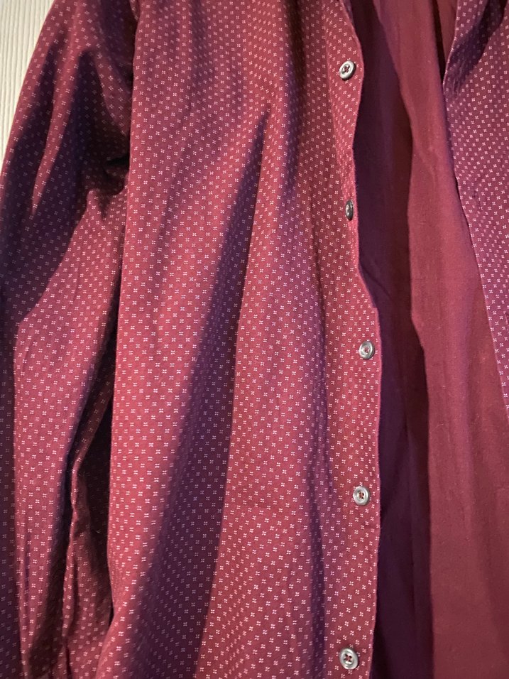 Bordo Düğmeli Uzun Kollu Erkek Gömlek - Görsel 2