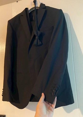 Erkek Siyah Düğmeli Klasik Kesim Takım Elbise - Görsel 3