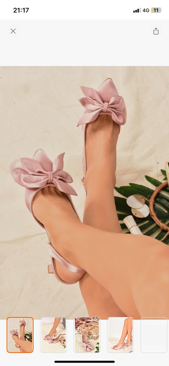 Pembe Fiyonklu Saten Kadın Topuklu Abiye Ayakkabı - Görsel 2