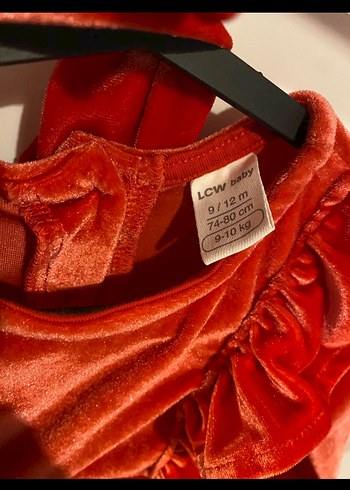 Kız Bebek Kırmızı Kadife Fırfırlı Elbise - Görsel 2