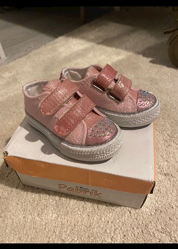 Kız Çocuk Pembe Taşlı Cırt Cırtlı ve Işıklı Spor Ayakkabı - Görsel 2