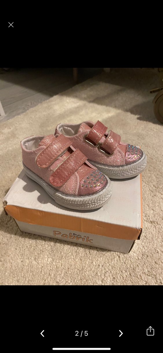 Kız Çocuk Pembe Taşlı Cırt Cırtlı ve Işıklı Spor Ayakkabı - Görsel 2