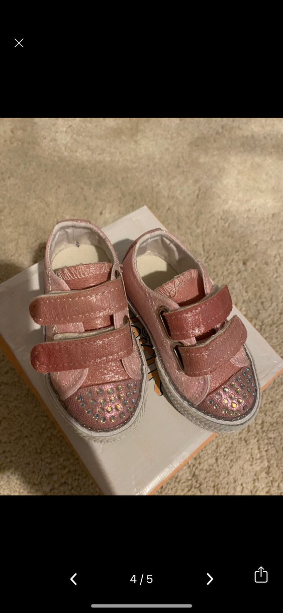 Kız Çocuk Pembe Taşlı Cırt Cırtlı ve Işıklı Spor Ayakkabı - Görsel 4