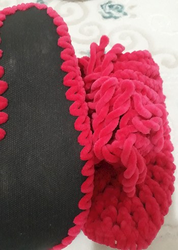 Kızlar için Pembe Örgü Sıcak Ev Terliği - Görsel 3