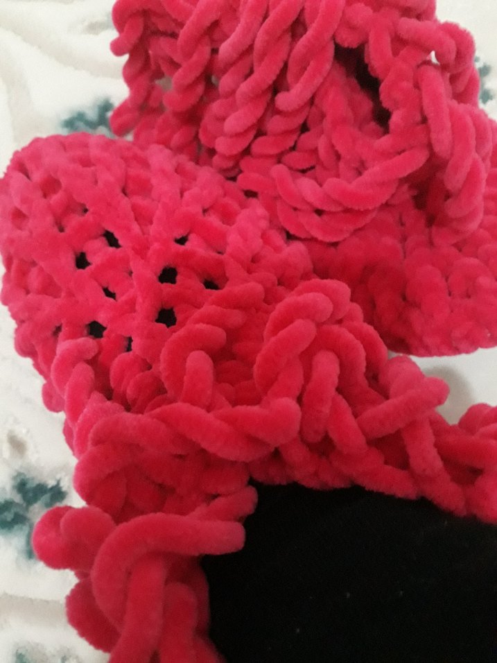 Kızlar için Pembe Örgü Sıcak Ev Terliği - Görsel 2