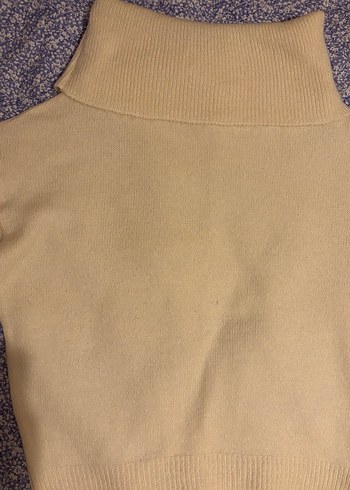 Kadın Krem Örgü Kayık Yaka Kazak - Görsel 4