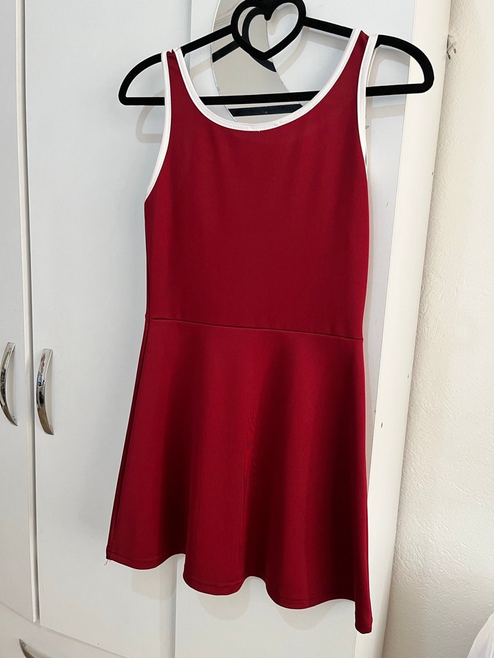 Kırmızı V Yaka Mini Spor Elbise - Görsel 2