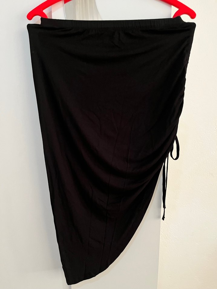 Siyah Drapeli Straplez Mini Bustiyer etek takım - Görsel 3