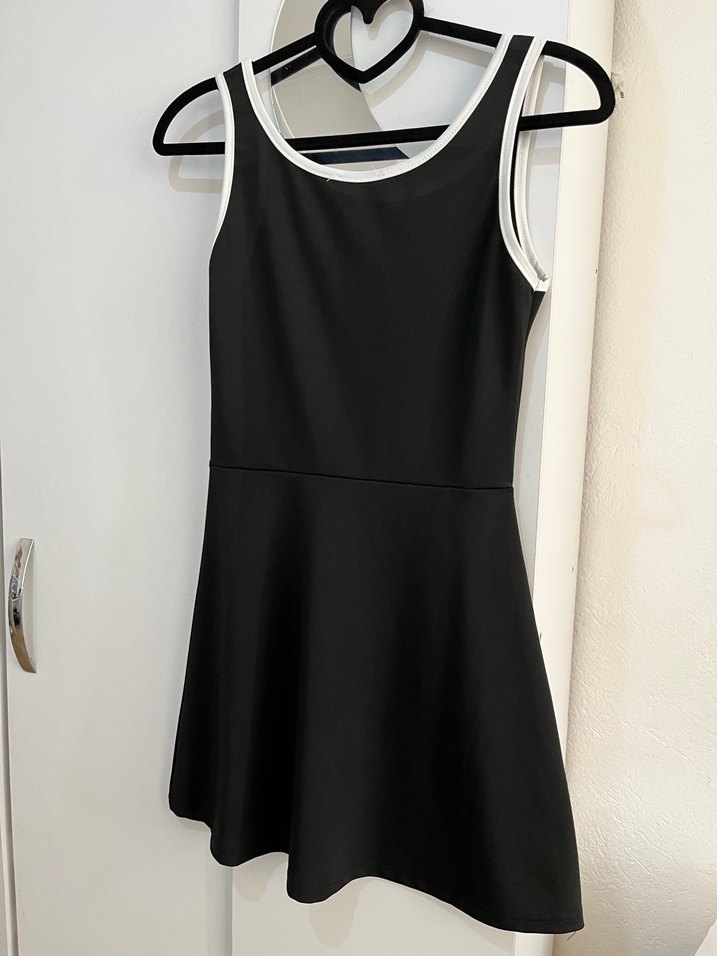 V Yaka Siyah Mini Elbise - Görsel 2