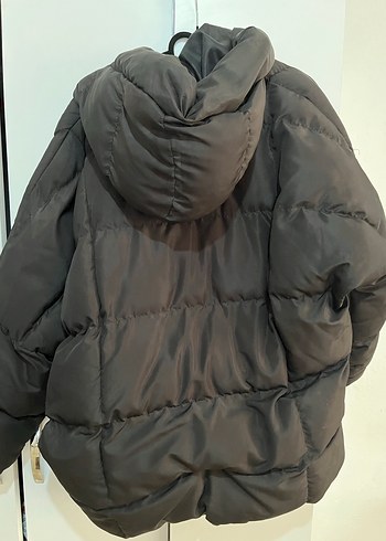 Siyah Midi Kadın Kışlık Fermuarlı Mont - Görsel 2