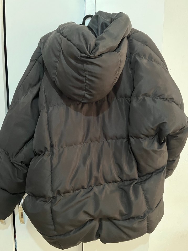 Siyah Midi Kadın Kışlık Fermuarlı Mont - Görsel 2