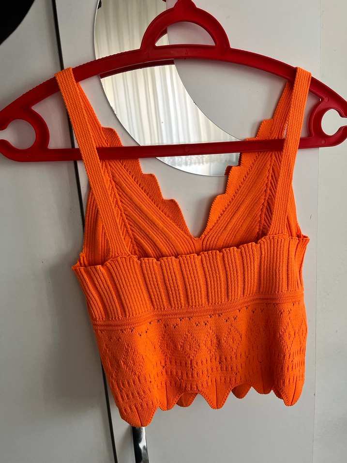 Turuncu Kısa Örgü Streetwear Bralet - Görsel 2