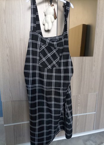 Gri Siyah Ekose elbise - Görsel 2