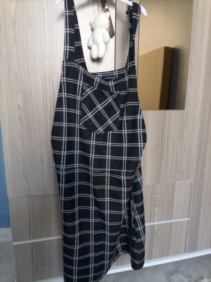 Gri Siyah Ekose elbise - Görsel 2