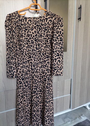 Leopar Desenli yarım Kollu Kadın Elbise - Görsel 4