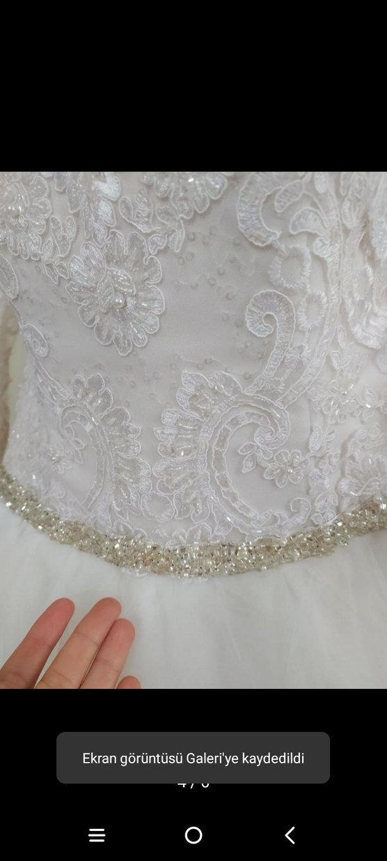 Uzun Kollu Straplez Prenses Gelinlik - Görsel 4